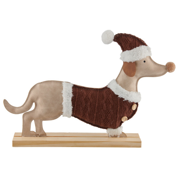 Dackel in beige aus Stoffkombination