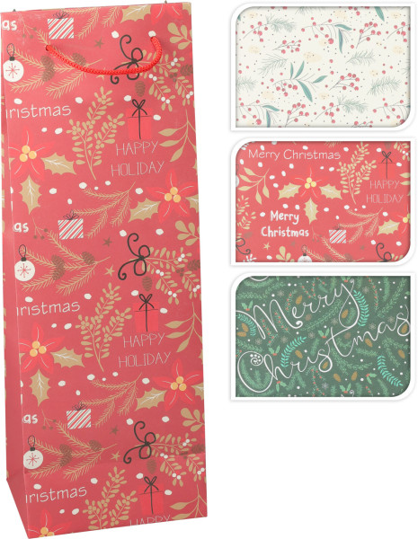 Flaschentasche X-MAS in mehrfarbig aus Papier