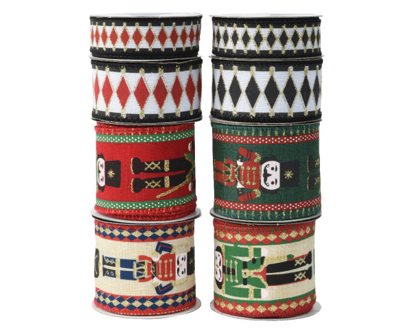 Geschenkband X-MAS in mehrfarbig aus Materialmix