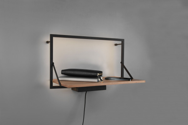 Wandregal LED LEONIE in braun aus Metall