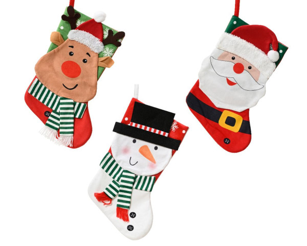 Weihnachtsstrumpf MERRY X-MAS in mehrfarbig aus Polyester