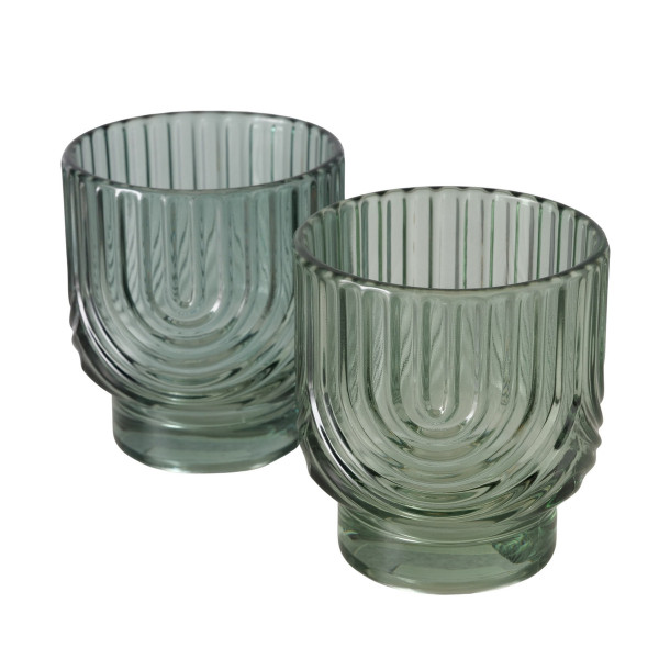 Windlicht ARCY in grün aus Glas