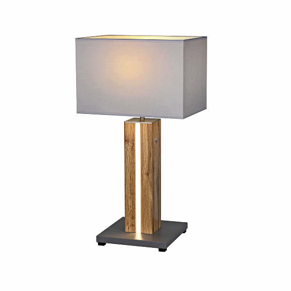 Tischleuchte MAGNUS in beige aus Holz