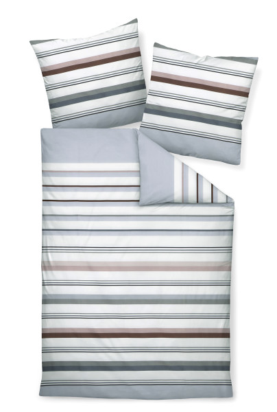 Bettwäsche J. D. Mako-Satin in grau aus Baumwolle