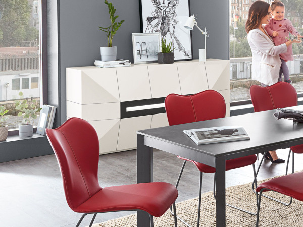 Sideboard MONDO PRISMA PLUS in hellgrau aus Lack Hochglanz