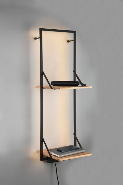 Wandregal LED LEONIE in braun aus Metall