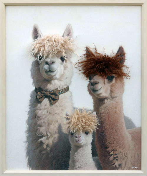 Leinwandbild STYLISH LAMA in beige aus Holz