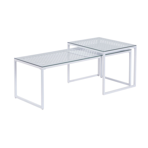 Couchtisch in weiß aus Materialmix
