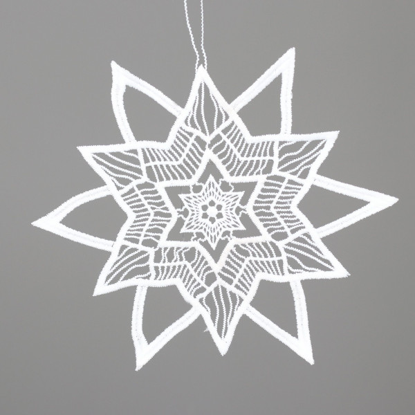 Christbaumschmuck Hänger ORNAMENT HÄKEL in weiß aus Polyester