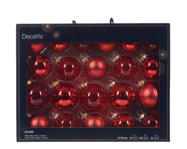 Weihnachtskugel-Box MIDI WEIHNACHTSROT in rot aus Glas