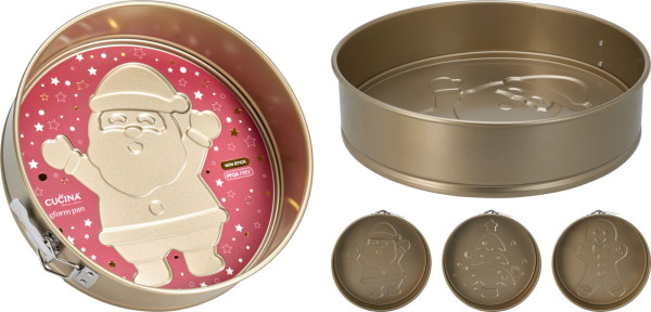 Kuchenform XMAS in goldfarben aus Stahl