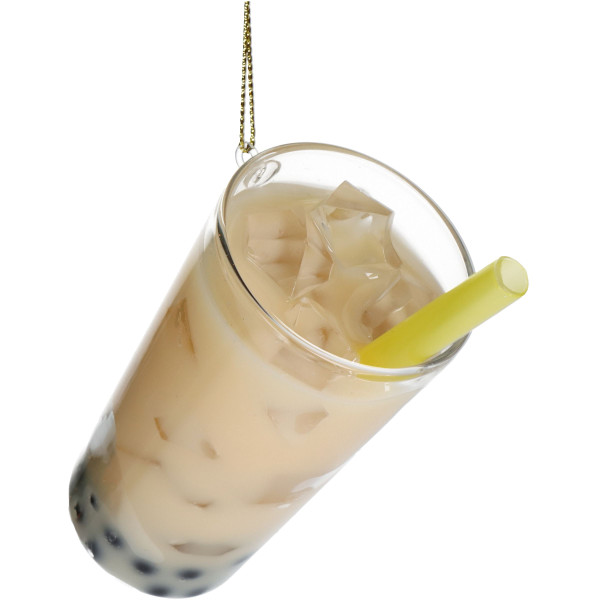 Weihnachtskugel BUBBLETEA in beige aus Glas