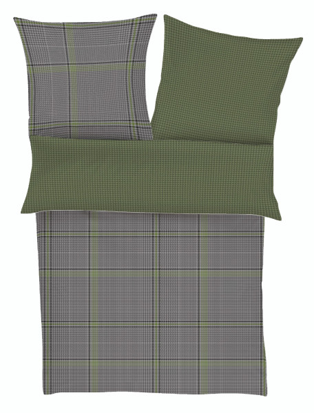 Bettwäsche s.Oliver Satin in graugrün aus Baumwolle