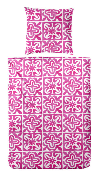 Bettwäsche FIELDS in pink aus Baumwolle