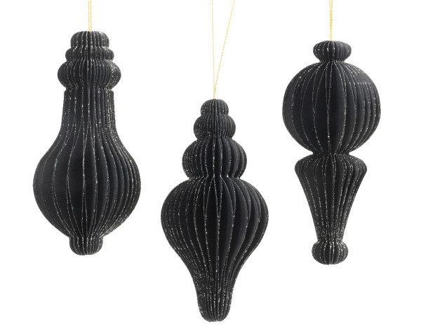 Christbaumschmuck Hänger ORNAMENT schwarz in schwarz aus Papier