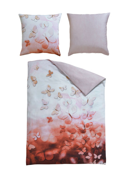 Bettwäsche DOUBLEFACE Satin in koralle aus Baumwolle